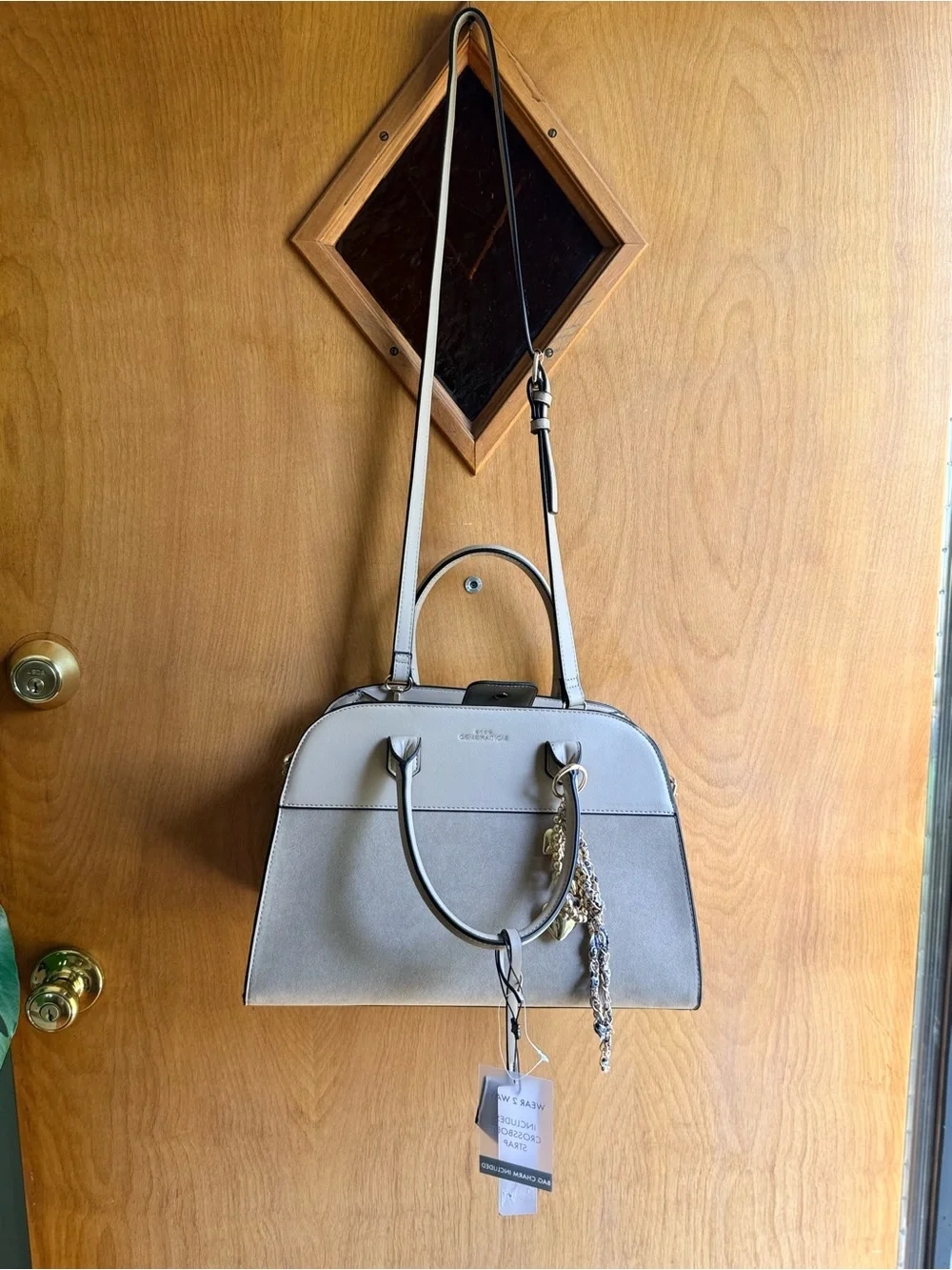 BCBGeneration Two-Tone Gray Dome Satchel with Strap